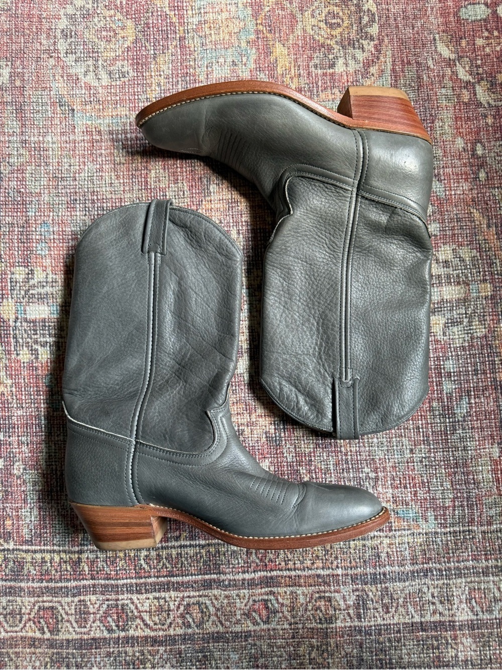 Dingo 8.5 D Gray Leather Western Boots with Wood Heel - Picture 2 of 10